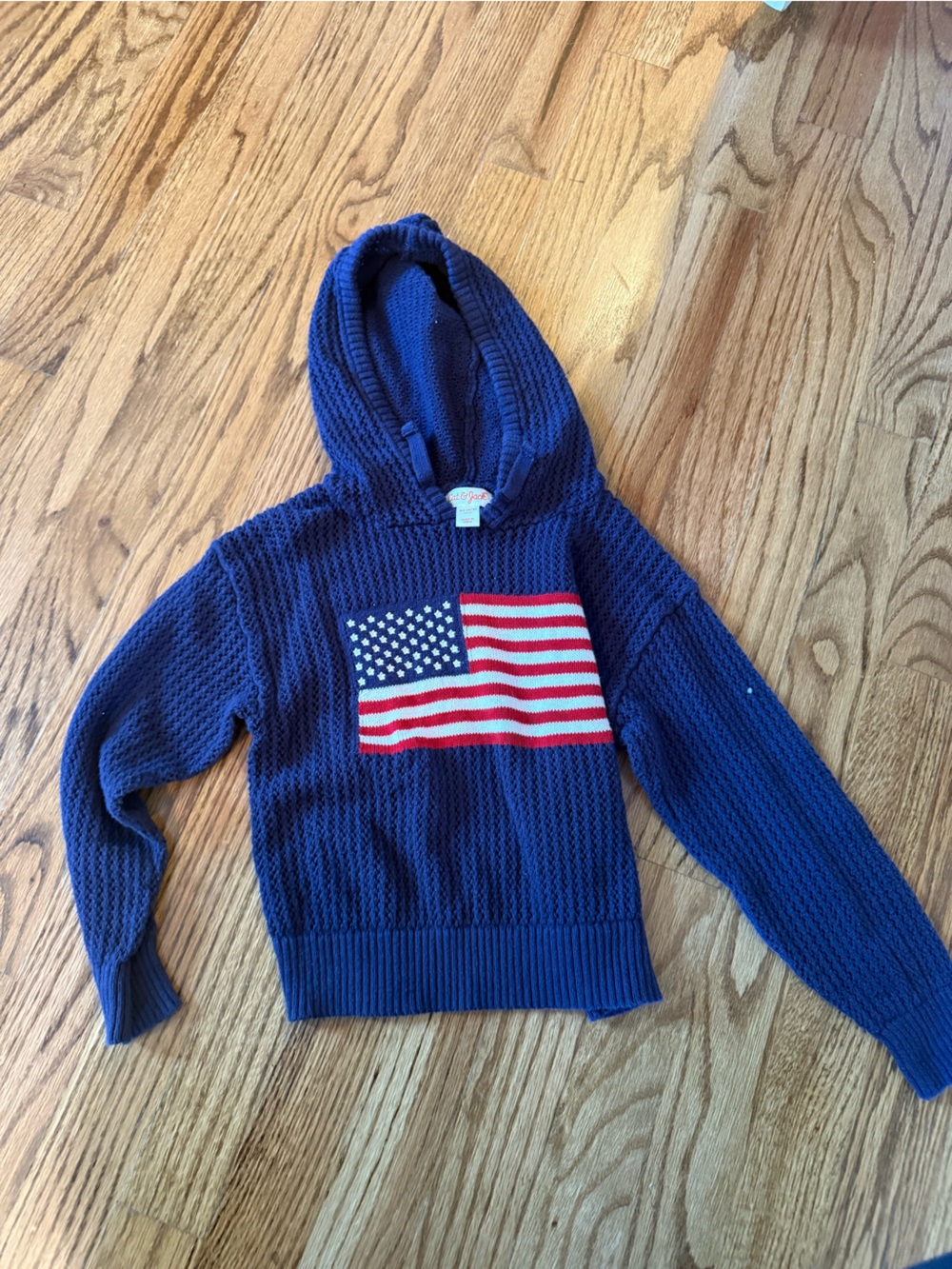 Cat & Jack Navy Hooded Sweater with Flag Patch